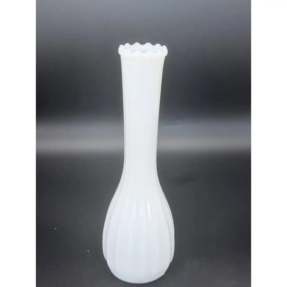 Vintage White Milk Glass Bud Vase 9.25